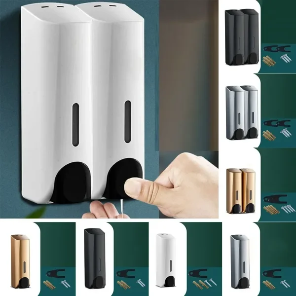 Single Double 380ml Soap Dispenser Wall-mount Shower Bath Shampoo Dispenser Liquid Soap Container Bathroom Accessories NEW 2