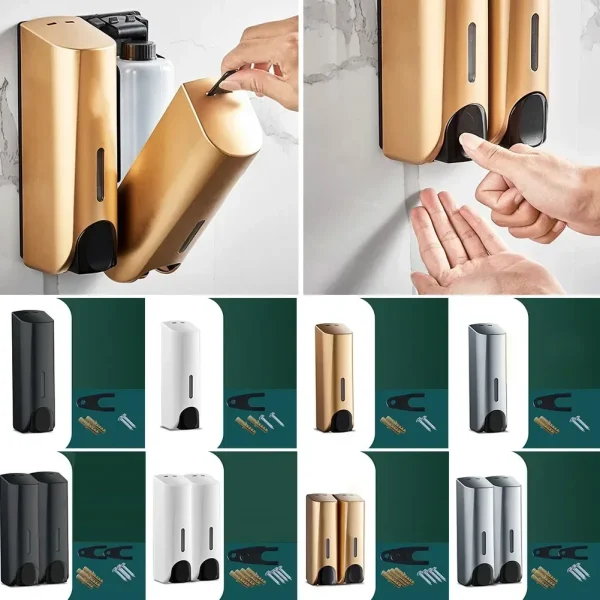 Single Double 380ml Soap Dispenser Wall-mount Shower Bath Shampoo Dispenser Liquid Soap Container Bathroom Accessories NEW 6