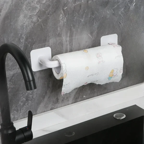 1/2pcs Adhesive Toilet Roll Paper Holder Organizer Wall Mount Storage Stand Kitchen Bathroom No Drill Tissue Towel Dispenser 3