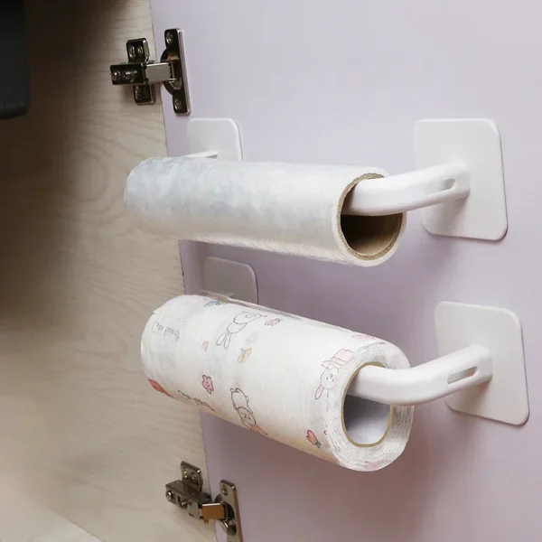 1/2pcs Adhesive Toilet Roll Paper Holder Organizer Wall Mount Storage Stand Kitchen Bathroom No Drill Tissue Towel Dispenser 5