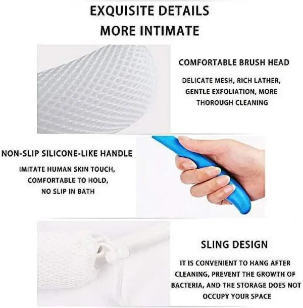 Non-Slip Bath Brush Bathroom Accessories For Seniors Anti-Slip Shower Brush Long Handle Body Brush Curved Handle Bath Brush 3