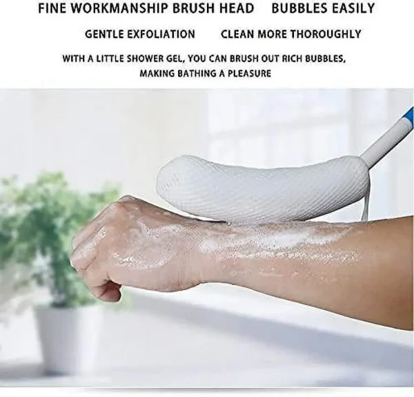Non-Slip Bath Brush Bathroom Accessories For Seniors Anti-Slip Shower Brush Long Handle Body Brush Curved Handle Bath Brush 5