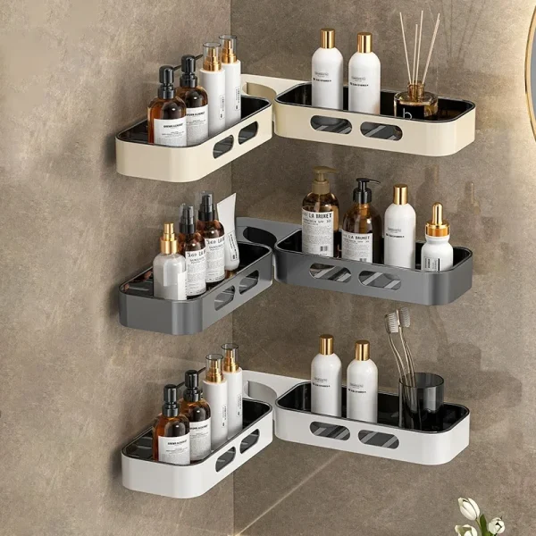 No Punching Required Bathroom Shelves Corner Rotatable Shelf Accessories Organizers Supplies Hardware Fixture Home Improvement 1