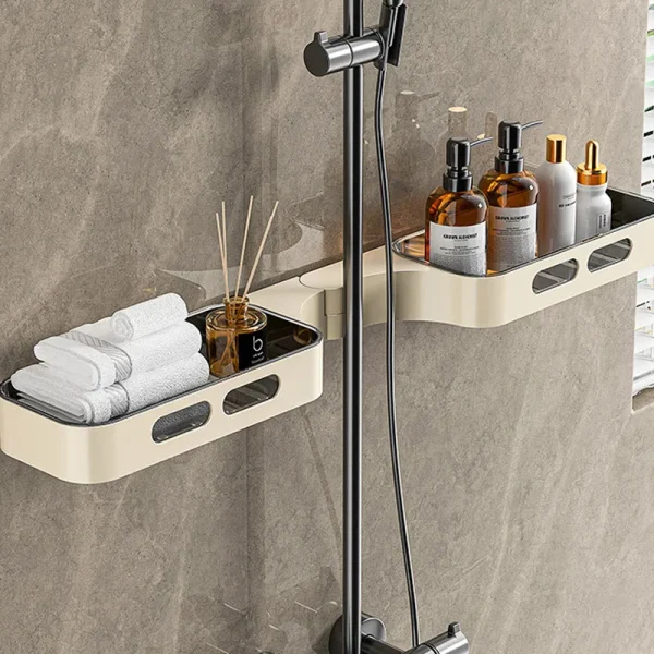 No Punching Required Bathroom Shelves Corner Rotatable Shelf Accessories Organizers Supplies Hardware Fixture Home Improvement 4