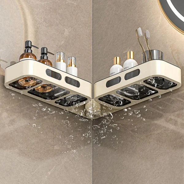 No Punching Required Bathroom Shelves Corner Rotatable Shelf Accessories Organizers Supplies Hardware Fixture Home Improvement 6