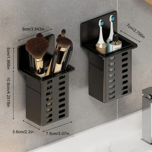 Wall Shelf Multi Functional Storage Bathroom Shelves Drain Toothbrush Holder No Punching Required Kitchen Accessories Organizers 3