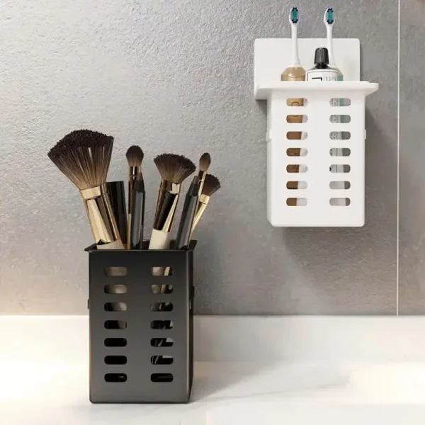 Wall Shelf Multi Functional Storage Bathroom Shelves Drain Toothbrush Holder No Punching Required Kitchen Accessories Organizers 4