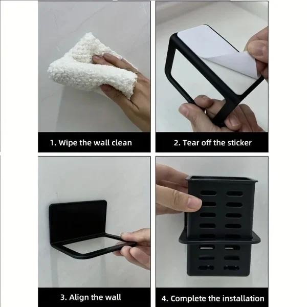 Wall Shelf Multi Functional Storage Bathroom Shelves Drain Toothbrush Holder No Punching Required Kitchen Accessories Organizers 6