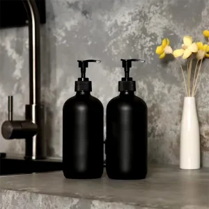 300/500ML Matte Black Liquid Soap Dispenser Refillable Shampoo Conditioner Body Lotion Container for Bathroom Supplies Hotel 1