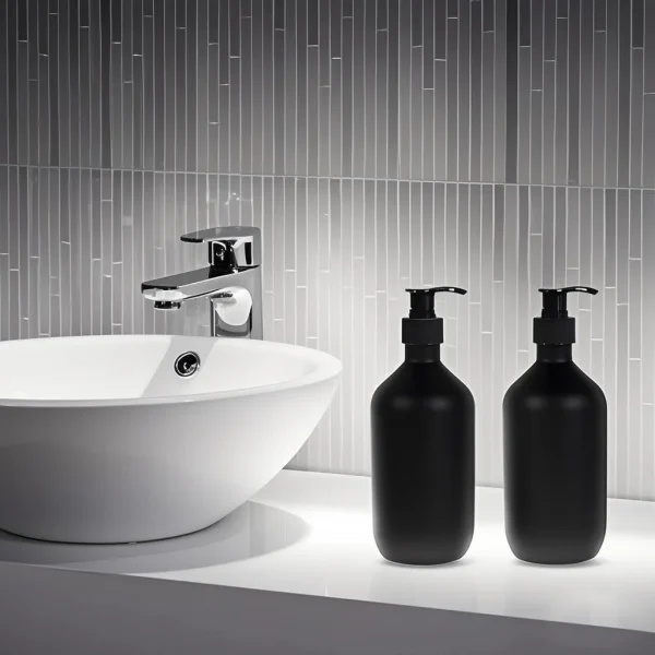 300/500ML Matte Black Liquid Soap Dispenser Refillable Shampoo Conditioner Body Lotion Container for Bathroom Supplies Hotel 5