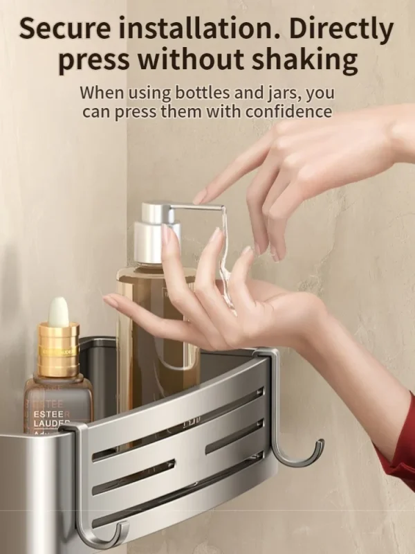 No Drill Bathroom Shelf Shelves Shampoo Makeup Storage Holder Kitchen Organizer Wall Mounted Bathroom Accessories 3