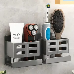 Hole-free Multifunctional Toothbrush Holder Bathroom Razor Hair Comb Toothbrush Storage Rack Wall-Mounted Bathroom Supplies 1