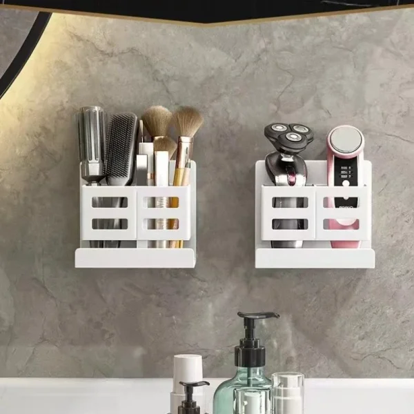 Hole-free Multifunctional Toothbrush Holder Bathroom Razor Hair Comb Toothbrush Storage Rack Wall-Mounted Bathroom Supplies 2