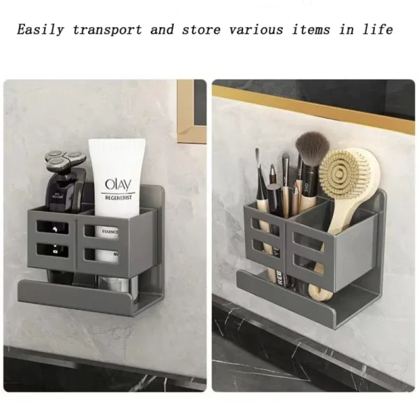 Hole-free Multifunctional Toothbrush Holder Bathroom Razor Hair Comb Toothbrush Storage Rack Wall-Mounted Bathroom Supplies 5