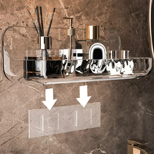 Acryli Bathroom Shelf No Drill Organizer Shower Storage Rack Washstand Cosmetics Storage Rack Wall Mounted Toilet Shampoo Holder 2