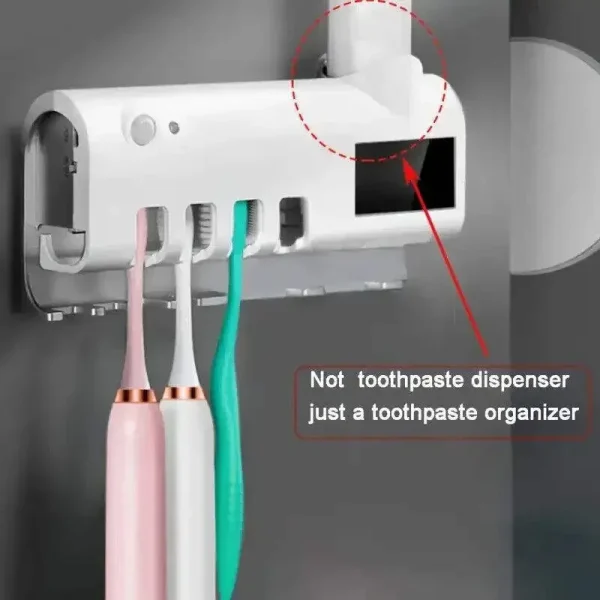 A wall mounted solar ultraviolet toothbrush sterilizer with automatic toothbrush holder and bathroom accessories 4