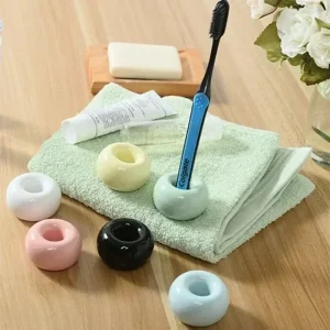 Mini Donut Ceramic Toothbrush Holder Bathroom Storage Accessories Toothbrush Base Frame Storage Rack Tooth Brush Stand Shelf 1