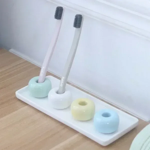 Mini Donut Ceramic Toothbrush Holder Bathroom Storage Accessories Toothbrush Base Frame Storage Rack Tooth Brush Stand Shelf 2