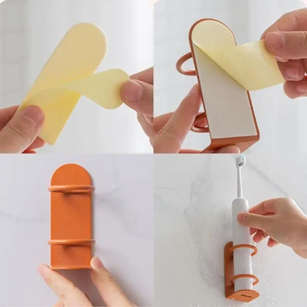 Wall-Mounted Electric Toothbrush Holder Holder Punch-Free Razor Holder Storage Shelf Toothbrush Organizer Bathroom Accessories 6
