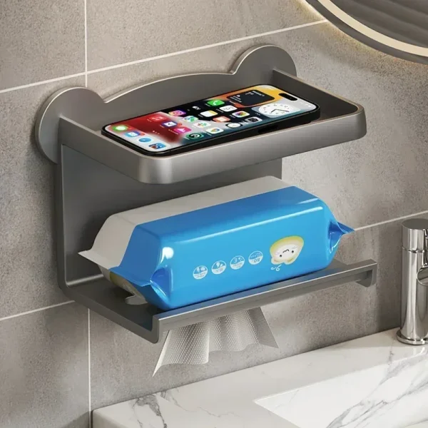 Toilet Paper Holder Stand Wall-Mounted Toilet Paper Dispenser Kitchen Bathroom Storage Rack For Tissue Box Shelf Phone Holde lij 4