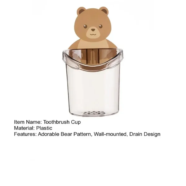 Toothbrush Holder Bear Hug Shape Storage Cup Wall-mounted Drain Design Toothbrush Toothpaste Organization Case Bathroom Supplies 5