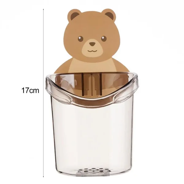 Toothbrush Holder Bear Hug Shape Storage Cup Wall-mounted Drain Design Toothbrush Toothpaste Organization Case Bathroom Supplies 6