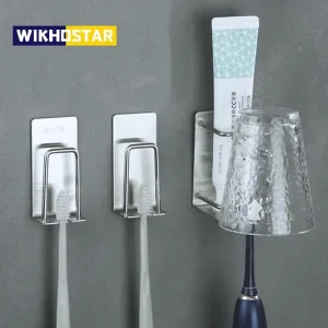 1/2 pcs Stainless Steel Toothbrush Holder Shaver Cup Wall Mount Toothbrush Storage Rack Bathroom Accessories Set 1