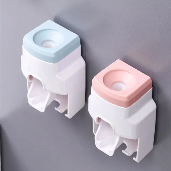 Automatic Toothpaste Dispenser Set Wall-Mounted Extruder Plastic No-Punch Lazy Man Toothbrush Holder Bathroom Accessories Gadget 6