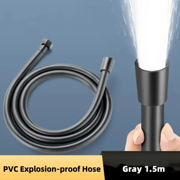 New 1.5m grey PVC flexible long shower hose extension pipe water pipe pull pipe bathroom accessories 2
