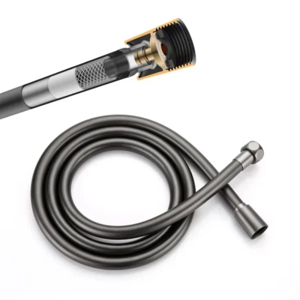 New 1.5m grey PVC flexible long shower hose extension pipe water pipe pull pipe bathroom accessories 5