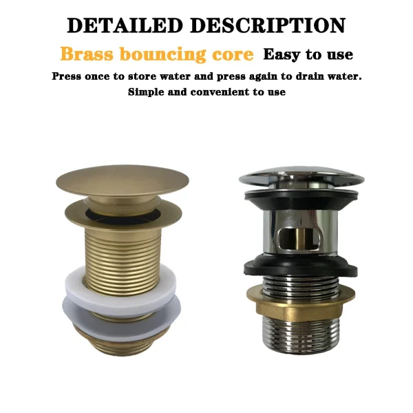 Bathroom Basin Sink Pop Up Drain Waste Stopper Bathroom Faucet Accessories 4