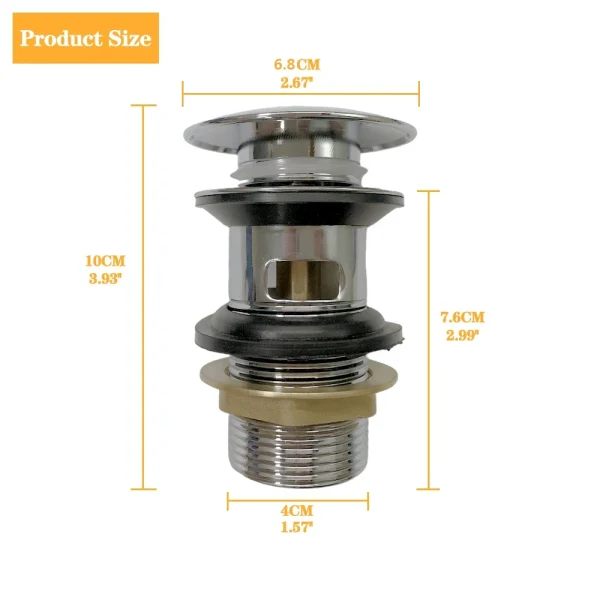 Bathroom Basin Sink Pop Up Drain Waste Stopper Bathroom Faucet Accessories 5