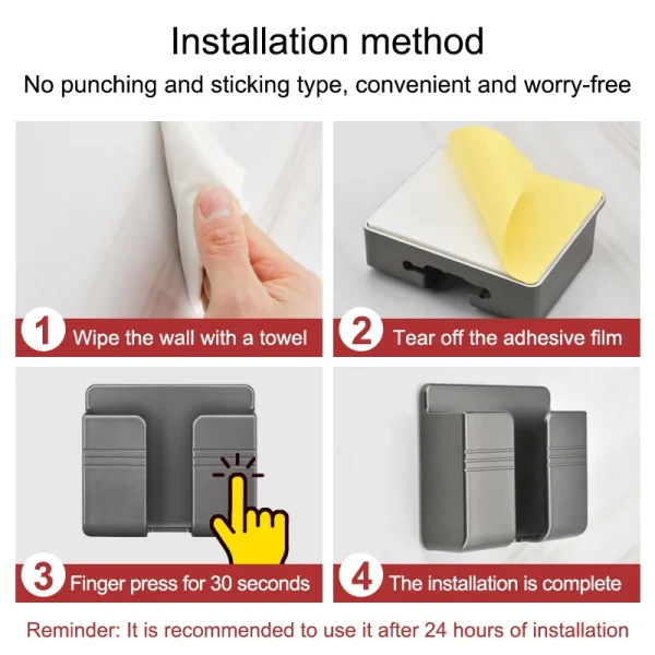 1-3PCS Phone Shelf Self-Adhesive Cell Phone Remote Control Storage Shelf Wall Bedside Adhesive Shelf Bathroom Accessories 4