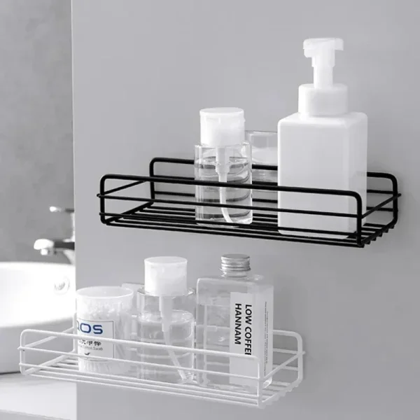 Bathroom Shelf Wall Mounted Corner Storage Shelves Shampoo Holder Cosmetic Rack Iron Shower Drain Basket Bathroom Organizer 3