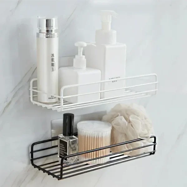 Bathroom Shelf Wall Mounted Corner Storage Shelves Shampoo Holder Cosmetic Rack Iron Shower Drain Basket Bathroom Organizer 4