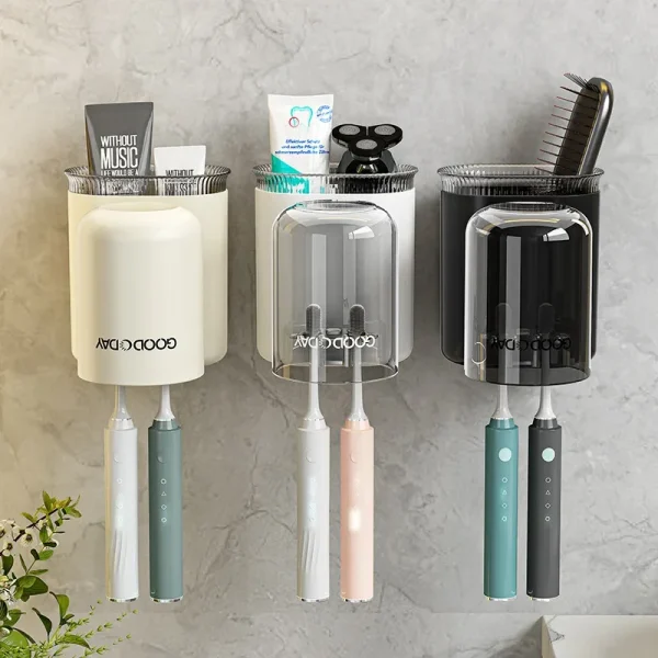 Washing Cup Toothbrush Holder Wall Mounted Toothpaste Shaver Storage Multifunctional Household Bathroom Accessories Storage Rack 1