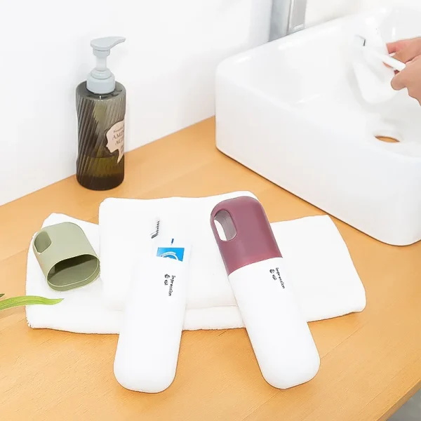 Outdoor Travel Toothbrush Cup Toothpaste Storage Box, Portable Washbasin Toothbrush Set, Minimalist Bathroom Accessories 2