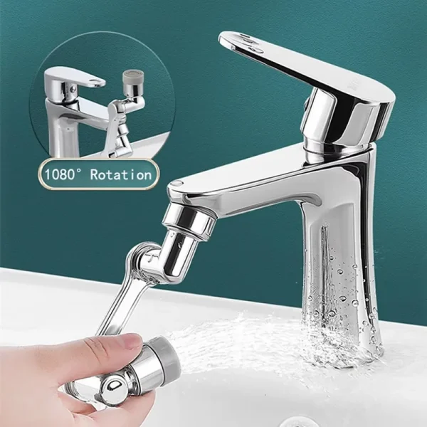 1080° Universal Rotation Extender Faucet Aerator Bathroom 2 Spray Modes Tap Splash Filter Robotic Arm Bubbler Kitchen Accessorie 5