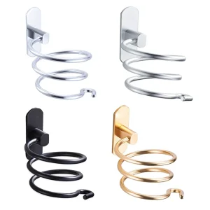 Hair Dryer Holder Wall Mounted Organizer Spiral Stand Holder Rack Aluminum Bathroom Shelf Storage Bathroom Accessory Wall Shelf 1
