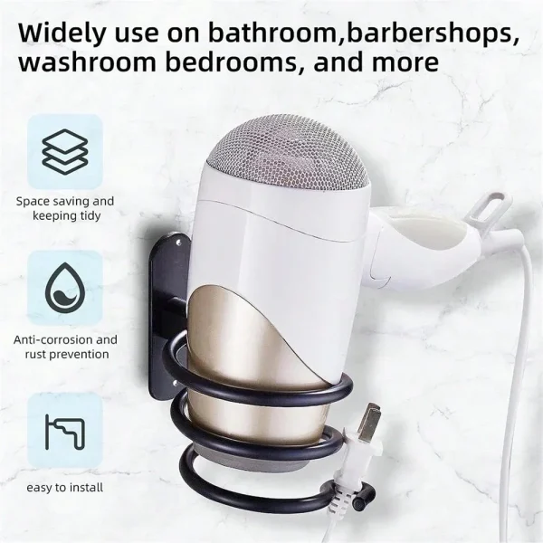 Hair Dryer Holder Wall Mounted Organizer Spiral Stand Holder Rack Aluminum Bathroom Shelf Storage Bathroom Accessory Wall Shelf 2