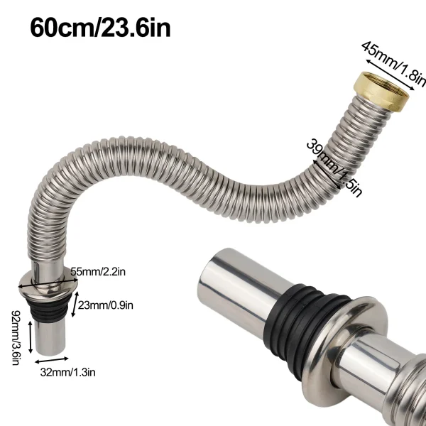40/60cm Kitchen Sink Drain Hose Retractable Deodorizing Filter Flexible Pipe Hose Bathroom Sink Anti Clogging Accessories 4