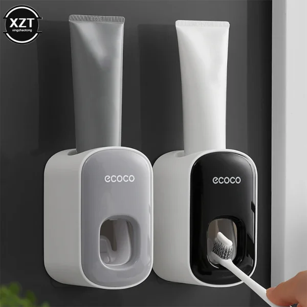 Wall Mount Automatic Toothpaste Dispenser Bathroom Accessories Set Toothpaste Squeezer Dispenser Bathroom Toothbrush Holder Tool 1