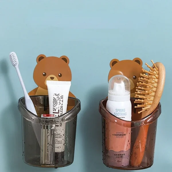 Home Bathroom Accessories Set Toothbrush Holder Toothpaste Storage Rack Wall Mount Toothbrush Cup Rack Toothbrush Stand Child 1
