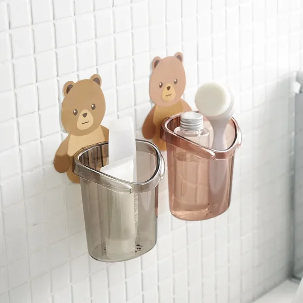 Home Bathroom Accessories Set Toothbrush Holder Toothpaste Storage Rack Wall Mount Toothbrush Cup Rack Toothbrush Stand Child 3