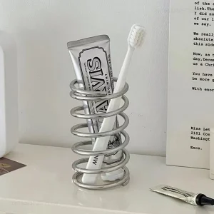 Stainless Steel Toothbrush Holder Metal Bathroom Accessories Supplies for Toothpaste Makeup Brush Storage Rack Home Decoration 1