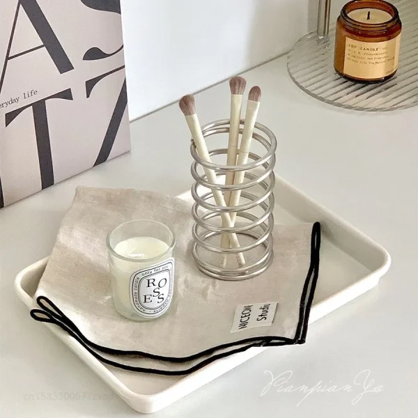 Stainless Steel Toothbrush Holder Metal Bathroom Accessories Supplies for Toothpaste Makeup Brush Storage Rack Home Decoration 3