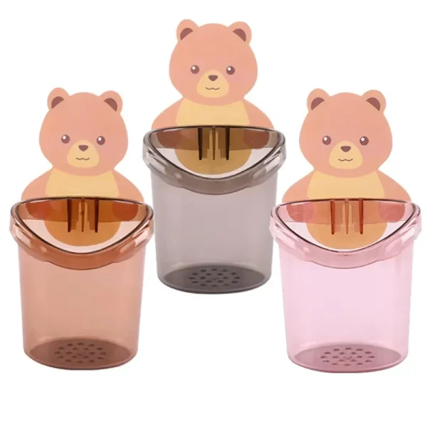 Bear Storage Cup Wall Mount Toothbrush Toothpaste Cup Rack Child Home Bathroom Accessories Holder Case Storage Cup Baño Ofertas 3