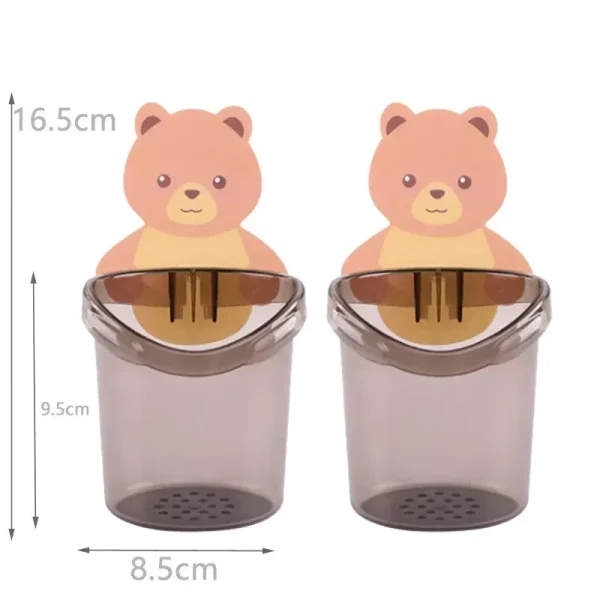 Bear Storage Cup Wall Mount Toothbrush Toothpaste Cup Rack Child Home Bathroom Accessories Holder Case Storage Cup Baño Ofertas 4