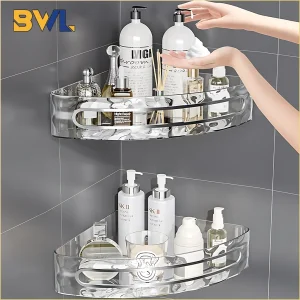 2PCS Bathroom Shelves Kitchen Storage Organizer Plastic Shampoo Rack Shower Shelf Bathroom Accessories No Drill Shelf 1