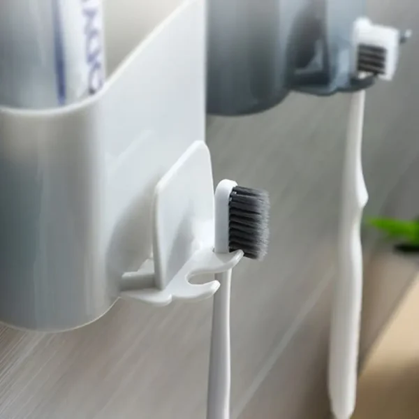 Toothbrush Holder Punch-free Wall-mounted Toothbrush Holder Shaver Toothpaste Mouthwash Cup Storage Rack Bathroom Accessories 3